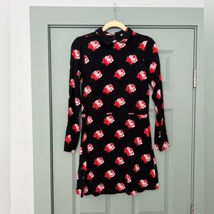 Ganni Floral-print crepe de chine mini shirt dress